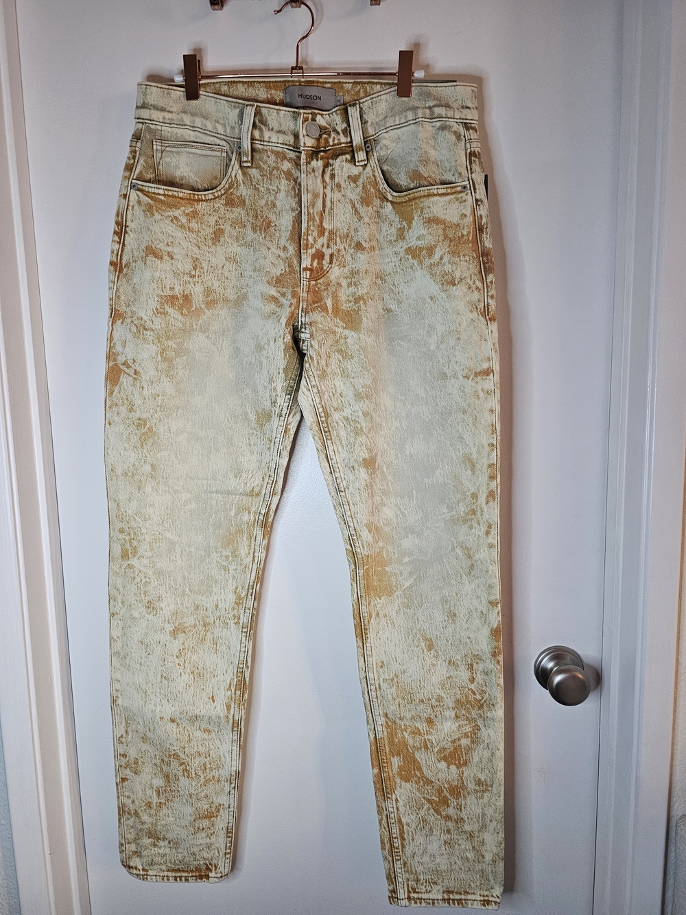 Men's Hudson Zack Skinny Jeans Orange Acid Size 33